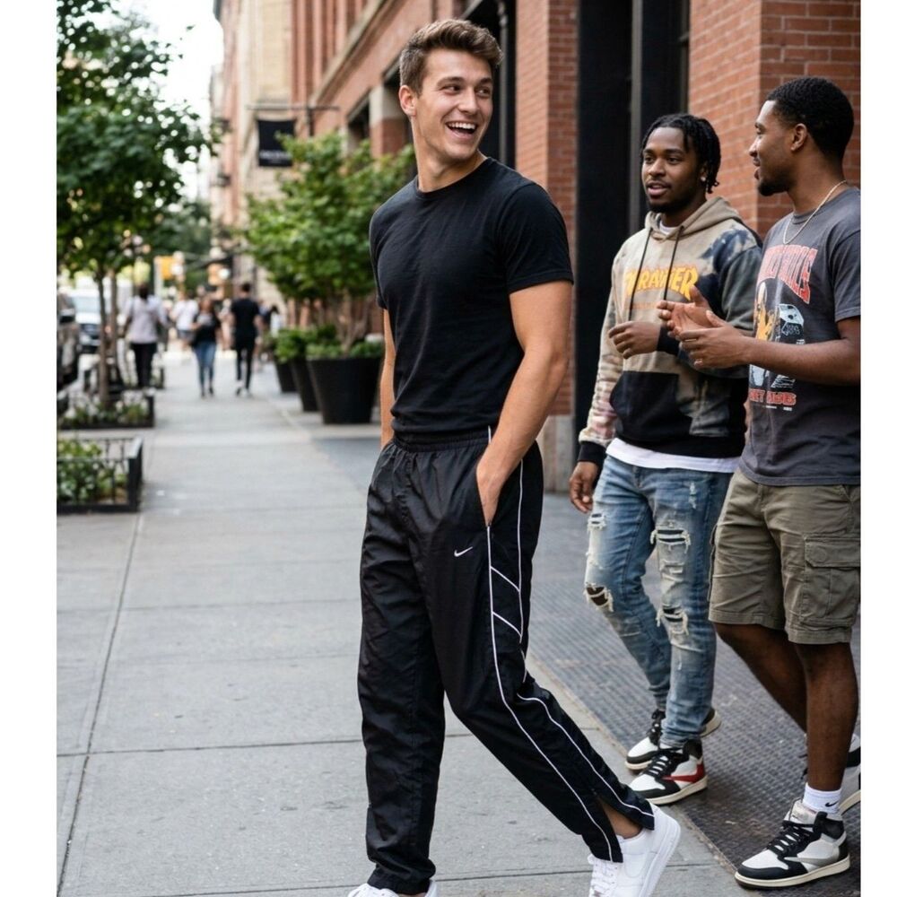 Nike The Athletic Dept Black Nylon Track Pants Men's L